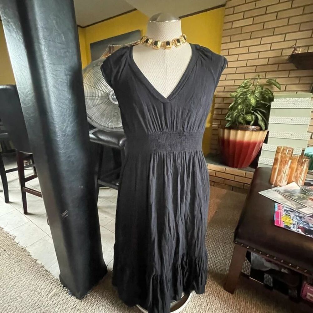 Old Navy Women's Boho Cottage Black Tiered Sleeveless Babydoll Dress Size Small